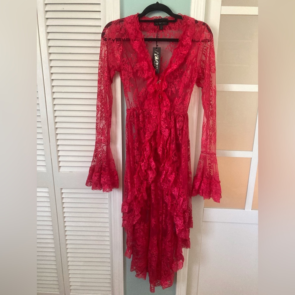 Vampire Chic Red Lace Duster (new w/ tags)